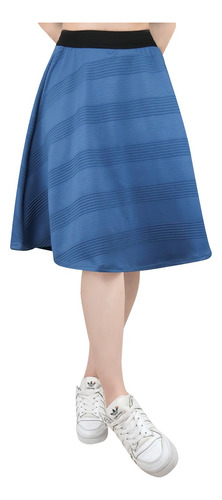 Falda Casual Color Azul Con Tablón Elástico Para Dama