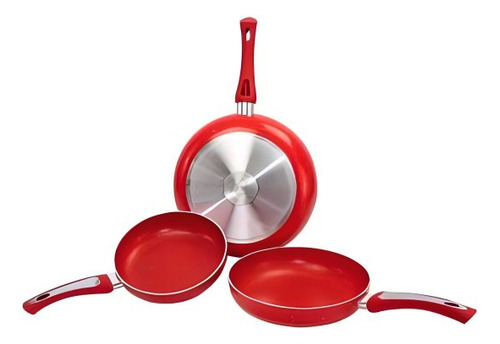 Set Sartenes Cocinalia Saludable 3 Pzas Antiadherentes Rojo