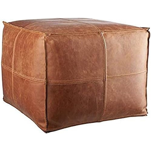 Handmade Unstuffed Leather Moroccan Pouf Seat Boho Otto...