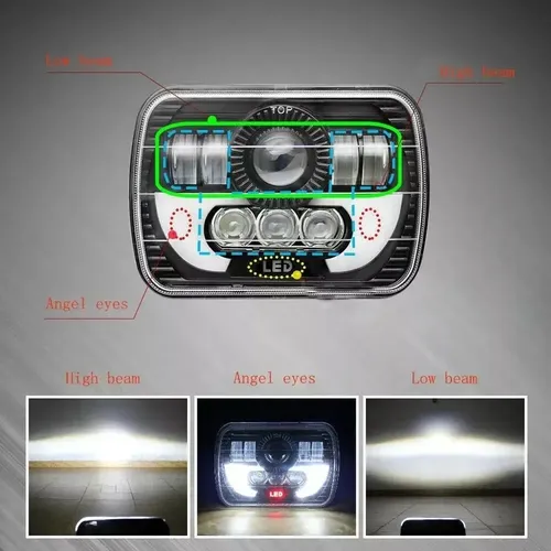 Par De Faros LED 7x6 Pulgadas (5x7) Para Cosechadora International 3800, 4800, 8100, 9400i, Con DRL
