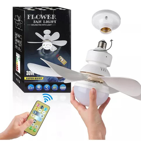 Ventilador De Techo Blanco Con Lámpara Led Y Control Remoto