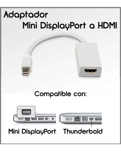 Imagen 4 de 4 de Adaptador Thunderbolt Mini Display Port A Hdmi Displayport