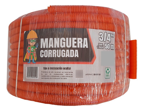 Manguera Corrugada 3/4  Pulgada 50 M Sin Guía 