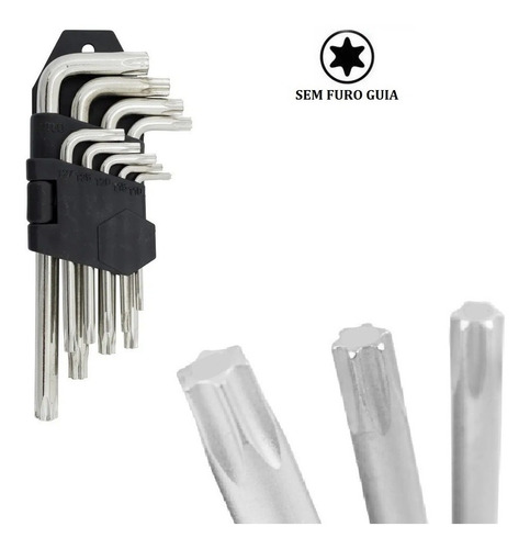 Jogo Chave Torx Aço Tipo L Com 9 Peças T10 A T50 West-5179