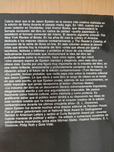 La Industria Del Libro. Jason Epstein. Ed. Anagrama