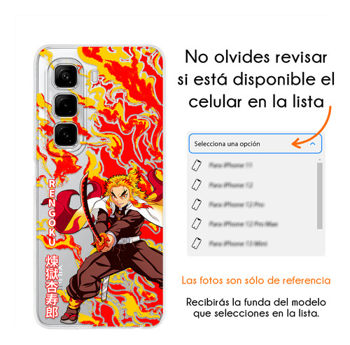Funda Para Infinix Rengoku Llama Anticaídas Demon Slayer Rengoku Hot 30i