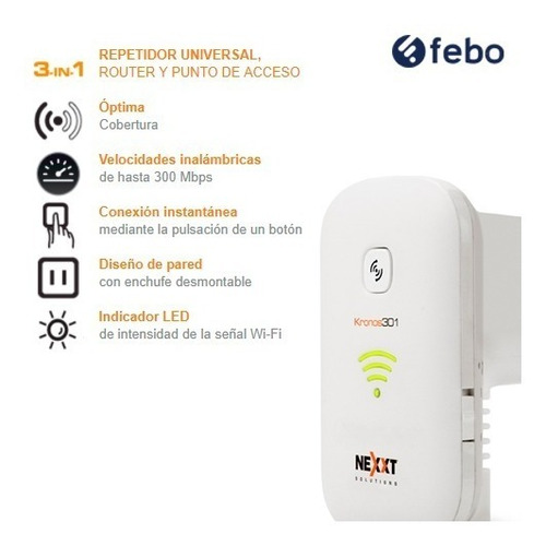 Extensor Repetidor Wifi Nexxt Kronos 300mbps Gtia 5 Años