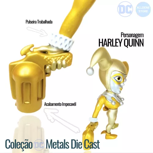 Boneca Arlequina Dourada Metal Die Cast - Dtc