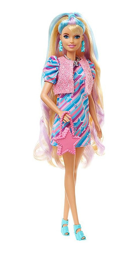Barbie Totally Hair Vestido De Estrellas Amarillas