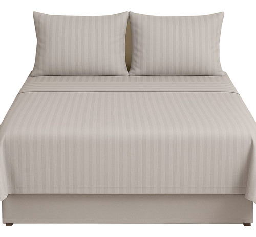 Juego De Sábanas King Size Dobby Suave Diseño Rayado 4 Pieza Natural Rayas