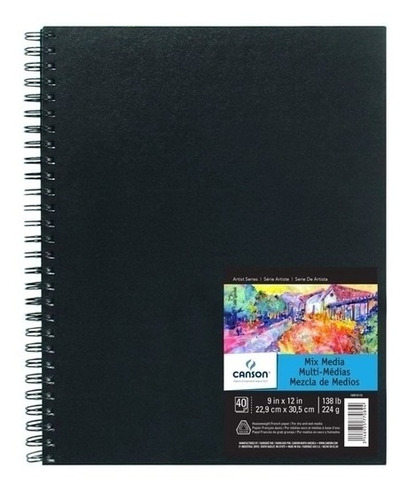 Bloco Canson Artbook Mix Media 224g 22,9 X 30,5 Cm 40 Folhas