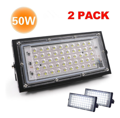 X2 Reflector Led 50 Wats 4500 Lumen Blanco Frío 50w Potencia