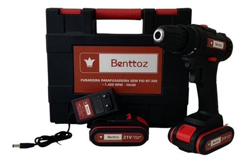 Furadeira Parafusadeira Benttoz 2 Baterias 21v + Maleta