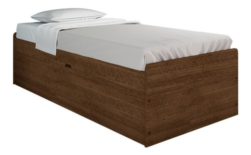 Cama Solteiro Com Baú Camila Framar Cor Malbec