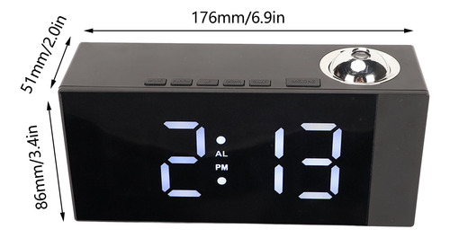 Despertador Led Con Proyección Digital, Rotación De 180 Grad