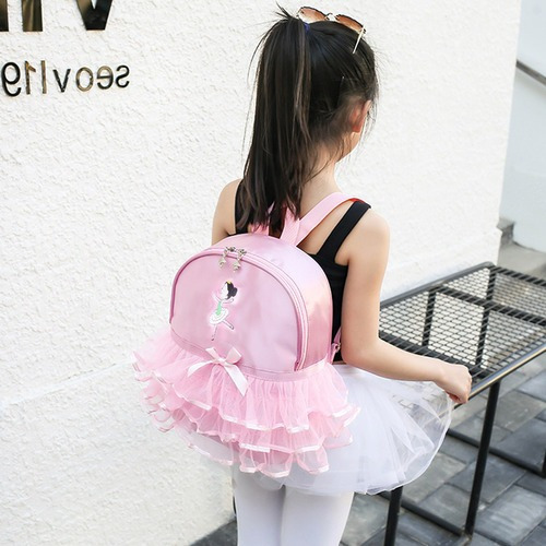 Zerodis Pink Mochila para niñas Ballet Dance Bag Tutu Pink Dress Dance Satén Mochila Bailarina con Lentejuelas y asa para niñas pequeñas 