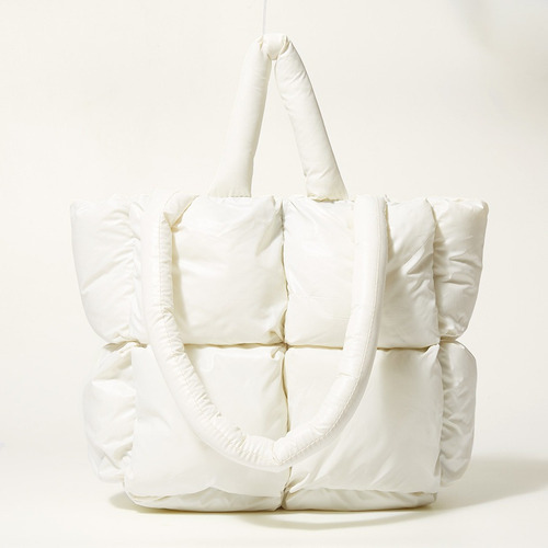 Bolso de hombro cuadrado multicolor con diseño minimalista en beige