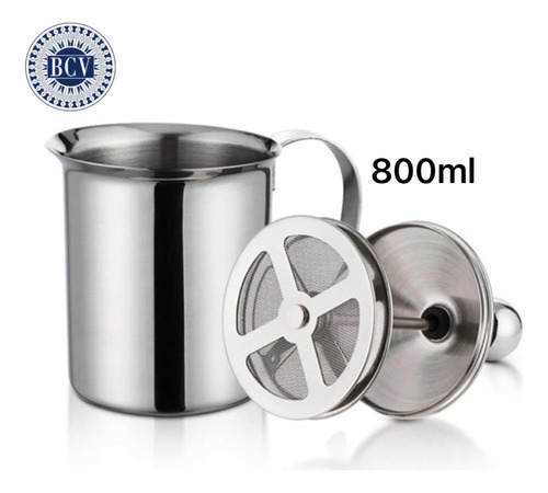 Espumador Cremador Manual De Leche Acero Inox 800ml