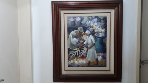 1094- Manoel Costa. Ost.80 X 93cm Com Moldura - Floristas. (Usado)