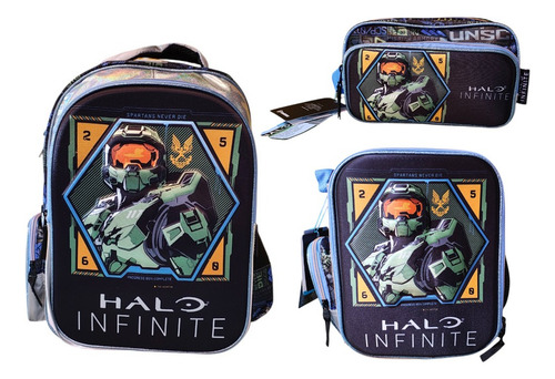 Kit Mochila Lonchera Lapicera Halo Infinite  3d Keepack
