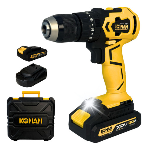 Taladro De Impacto A Batería 20v Konan Xpv 1650rpm Color Amarillo Frecuencia 50 Hz