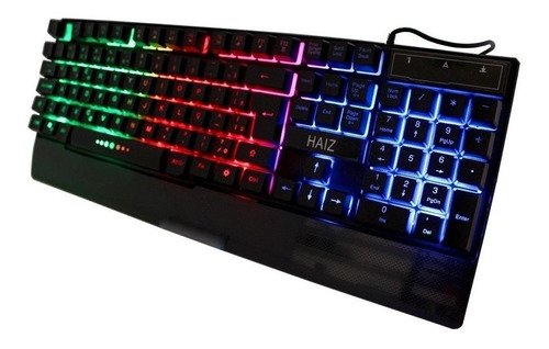 Imagem 2 de 2 de Teclado gamer Haiz HZ-100 QWERTY português Brasil com luz RGB