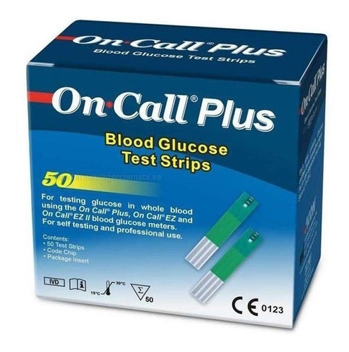 Medidor De Glucosa On Call Plus + 50 Tiras Test De Prueba 6c