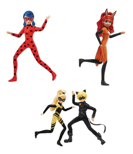 Set 4 Figuras Zag Heroez Miraculous .