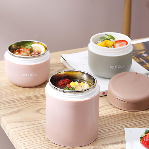 Contenedor De Almuerzo Termo Tarro De Comida Acero Rosado