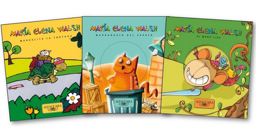 * 3 Libros Alfawalsh * Maria Elena Walsh Mono Liso Manuelita
