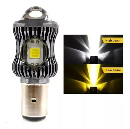 Faro Moto Ba20d Led Blanco Amarillo Lupa Exploradora