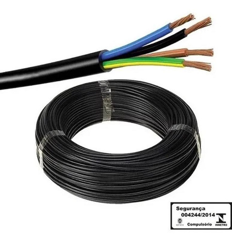 Cabo Pp 4x06.00mm20mt+kit Plug/acopl 3p+t 32a Steck 1º Linha Cor Da Cobertura Preto