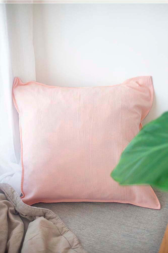 Almohadones Lienzo Tusor 40x40 Funda + Relleno 4 Unidades Color Rosa