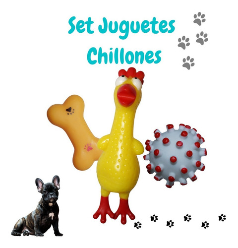 Imagen 1 de 2 de Set De 3 Juguetes Chillones Para Mascotas Variados
