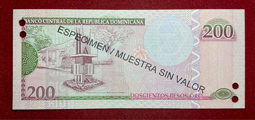 Billete 200 Pesos Rep. Dominicana 2009 Specimen Pick 178 Bs