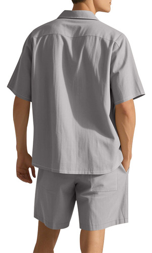 Conjunto Holgado Casual De Camisa Y Pantalones Cortos De Man
