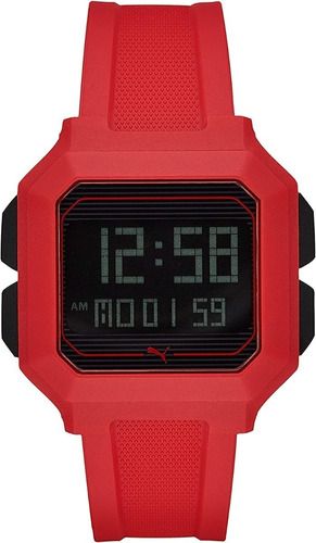 Reloj Puma Hombre Silicona Rojo Digital Cuadrado P5019