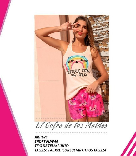 Molde  Short Pijama De Punto, Pack Talles S Al Xxl