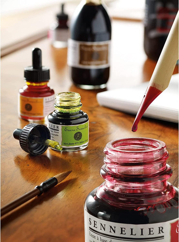 Tinta De Dibujo 30 Ml Verde Amarillento En Botella