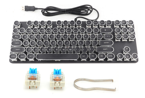 Teclado Mecânico Zya Punk 917 Com Capa Redonda Vintage Para