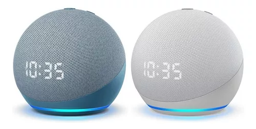 Echo Dot 4ta Generación con Reloj Altavoz Inteligente con Alexa  Azul, Blanco