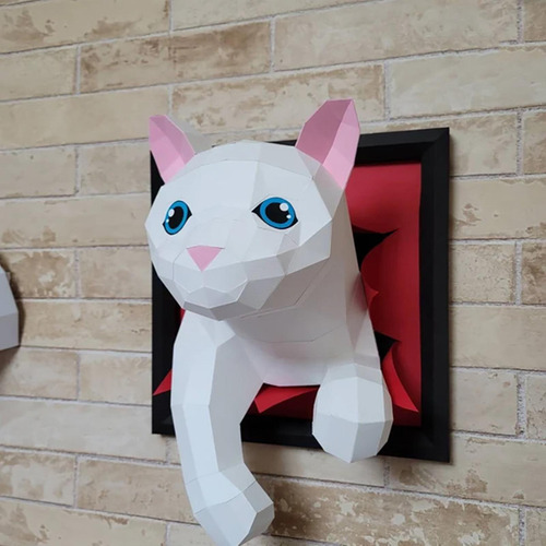 Decoración De Pared Gato Arte De Pared Modelo De Papel 3d