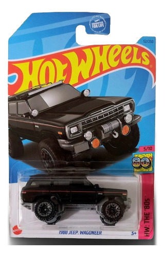 1988 Jeep Wagoneer Negro Hot Wheels Tarjeta Americana