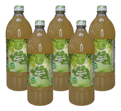 Bebida 5 Jugo Con Nopal Verde Santo Natural Original 1l