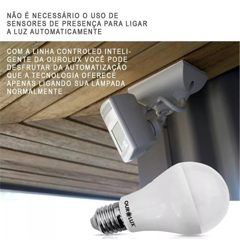 Kit 10 Lâmpadas Led Sensor Presença Inteligente 9w E27 2700k