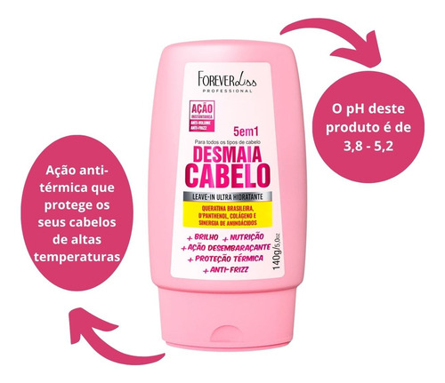 Kit 05 Itens Desmaia Cabelo Ultra Hidratante Forever Liss