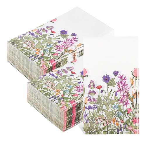 Juego 60 Paquetes De Servilletas Florales Para Huéspedes