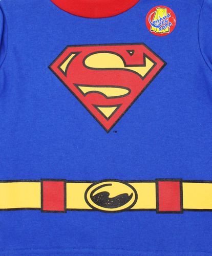 Imagen 3 de 9 de Pijama Superman Bebé Niño 3 Pzs Sudadera Pants Capa Disfraz