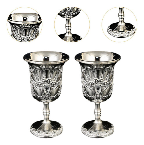 Mini Taça De Vinho Taça Pequena De Metal Em Para 2 Prata
