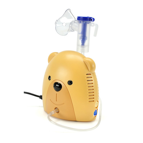 Imagen 2 de 5 de Nebulizador A Piston Pediatrico Femmto Bc68005-br2 Kids Oso Silencioso Familiar Con Kit Descartable Incluido 220v